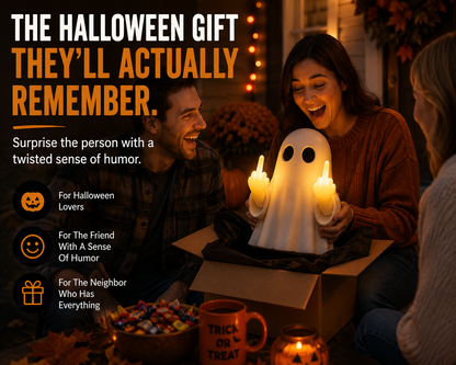 Light-Up Middle Finger Ghost Wall Decor – Funny Halloween Porch Decoration