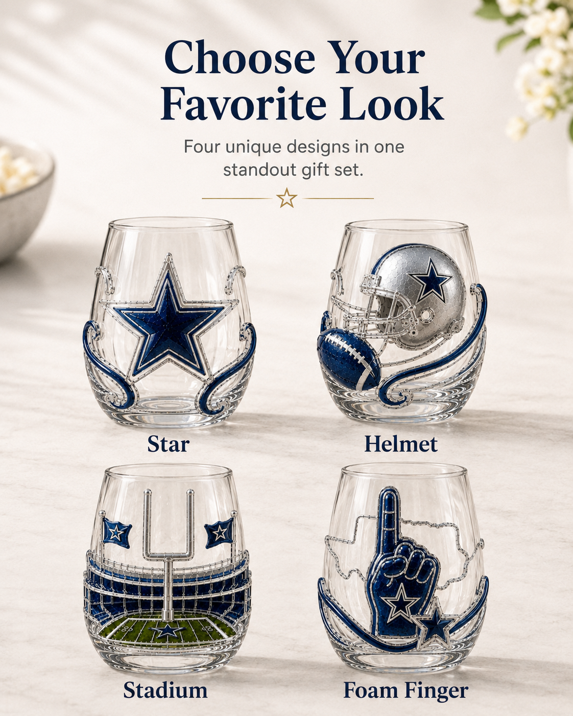 Football Fan Game Day Glass – Decorative Stemless Drinking Glass