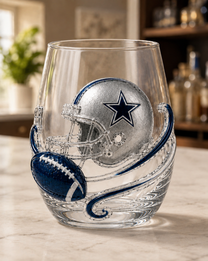 Football Fan Game Day Glass – Decorative Stemless Drinking Glass