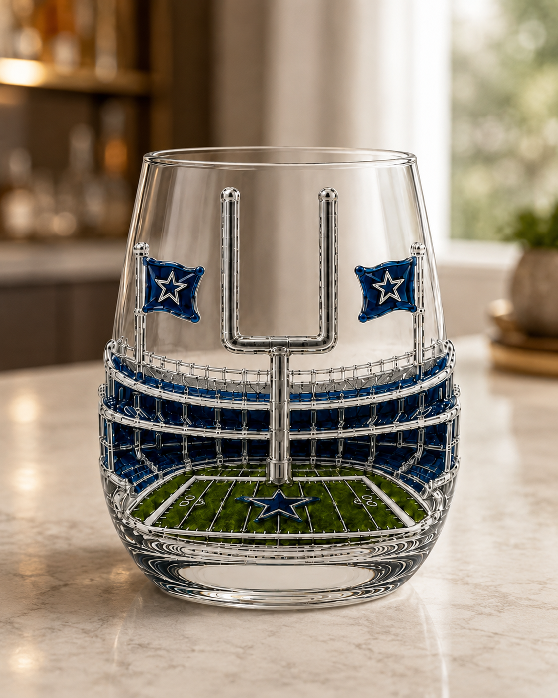 Football Fan Game Day Glass – Decorative Stemless Drinking Glass