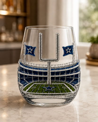 Football Fan Game Day Glass – Decorative Stemless Drinking Glass
