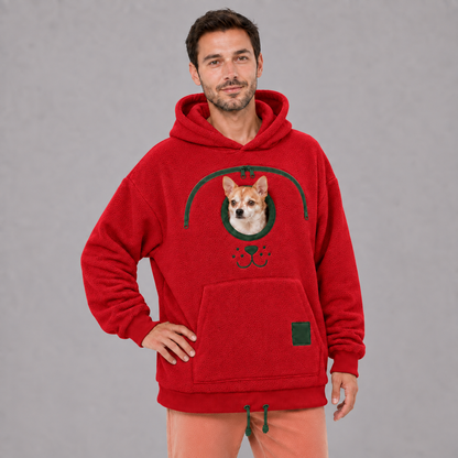 🐾 Cozy Fleece Pet Bonding Pouch Hoodie – Warm & Supportive Small Pet Carrier Clothing