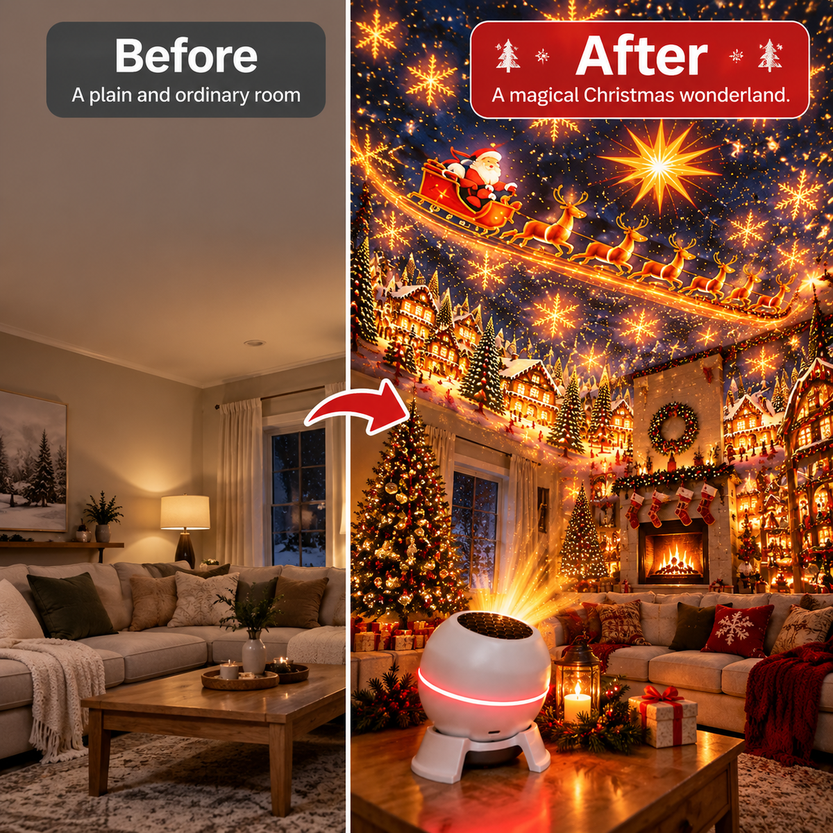 💡 Turn Any Room Into a Christmas Wonderland – Holiday Projection Night Light