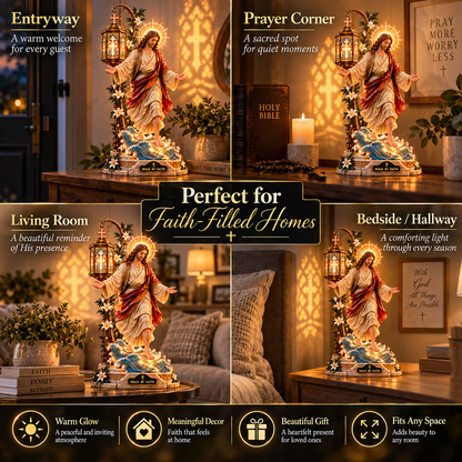 ✨✝️✨ Walk by Faith Jesus Reflection Light – Walking on Water Christian Decor