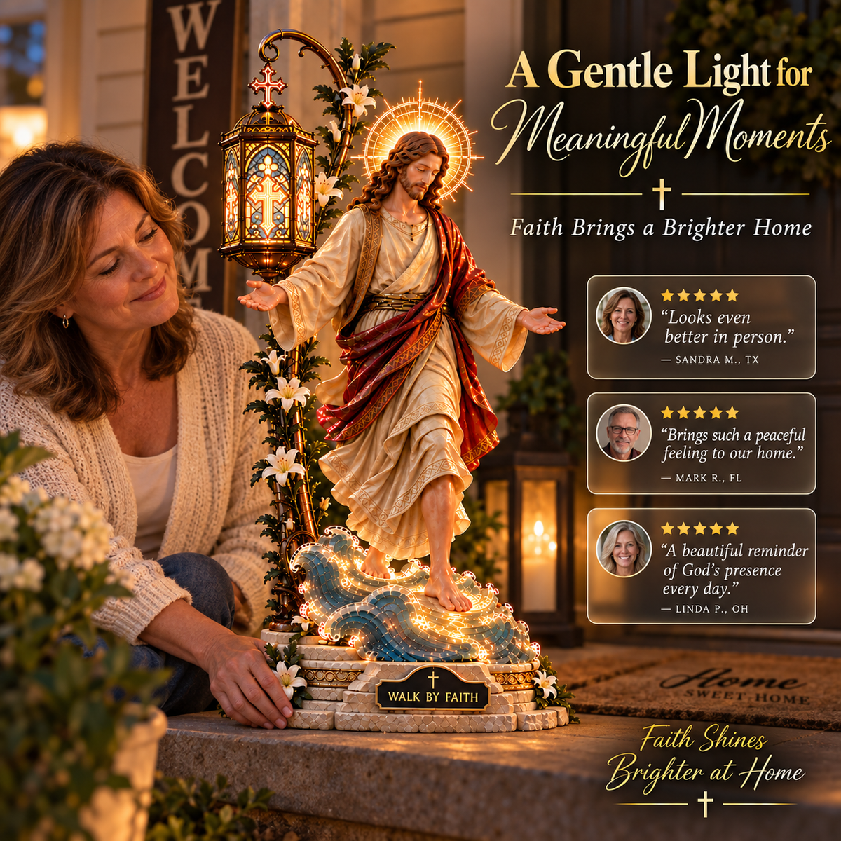 ✨✝️✨ Walk by Faith Jesus Reflection Light – Walking on Water Christian Decor