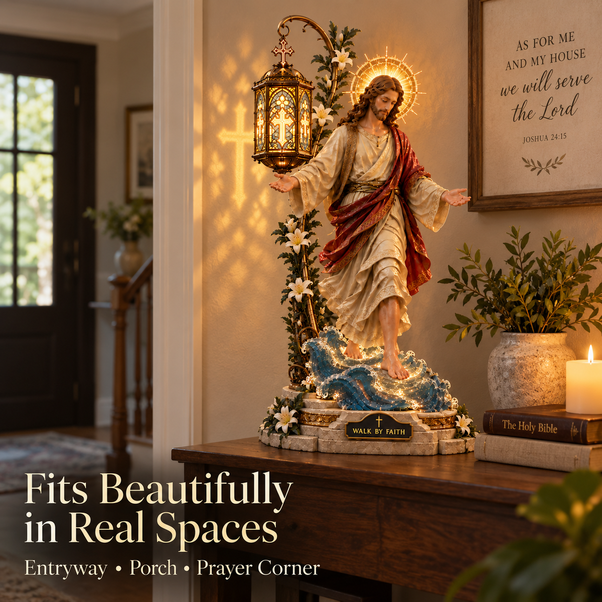 ✨✝️✨ Walk by Faith Jesus Reflection Light – Walking on Water Christian Decor