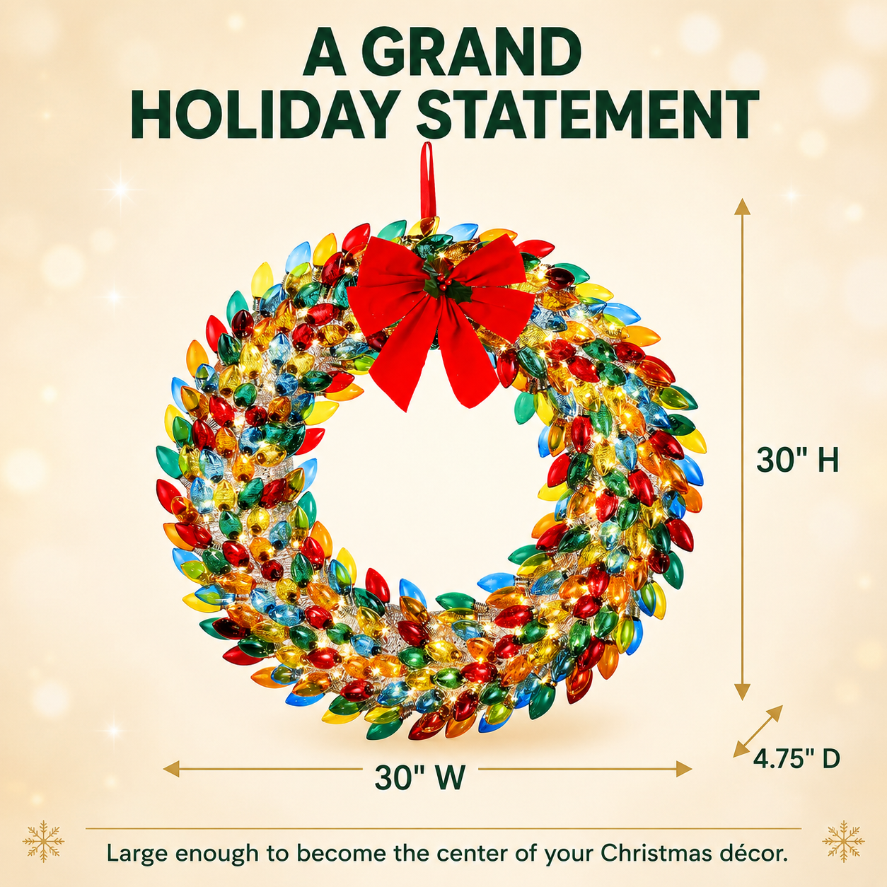 ✨ 50% OFF Colorful Lighted Christmas Wreath – Make Your Holiday Shine 🎁
