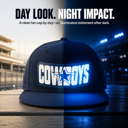 Light-Up Game Day Fan Cap – Glow Logo Flat-Brim Hat