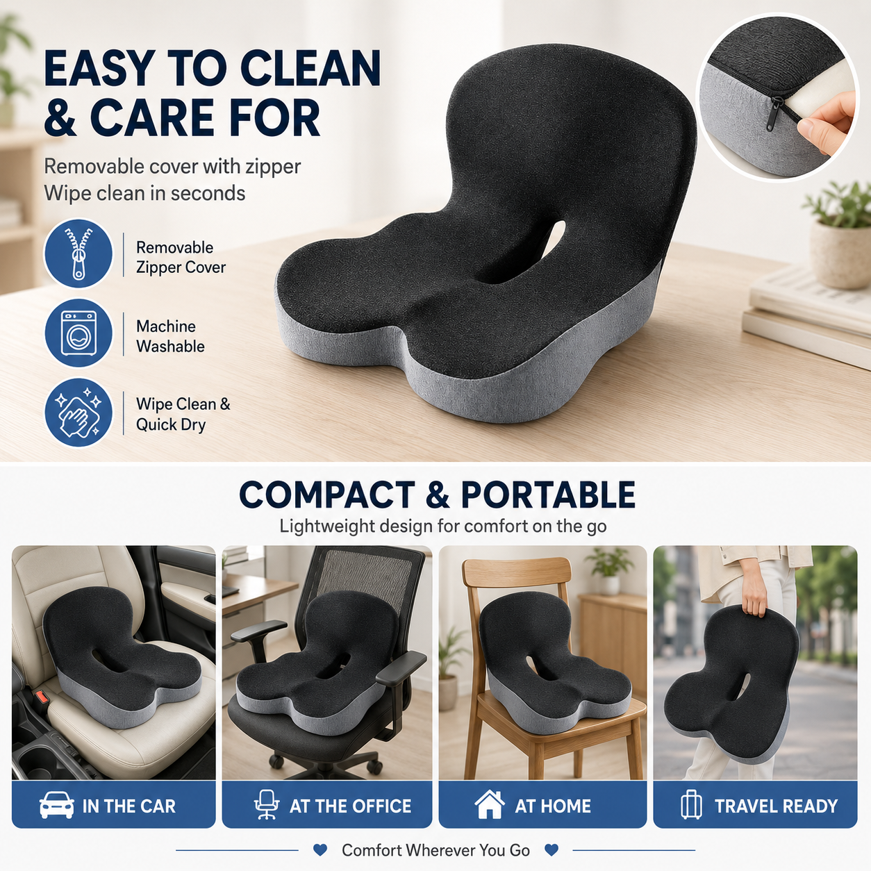 ✨50% off on the last day| Sitting All Day? This Cushion Helps Relieve Back & Tailbone Pressure Instantly