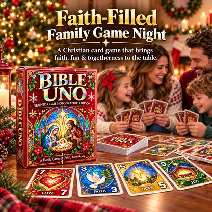 ⏰ LAST DAY 50% OFF✝️ Bible UNO Card Game – Stained-Glass Edition for Family Game Nights & Meaningful Christmas Gifts 🎁