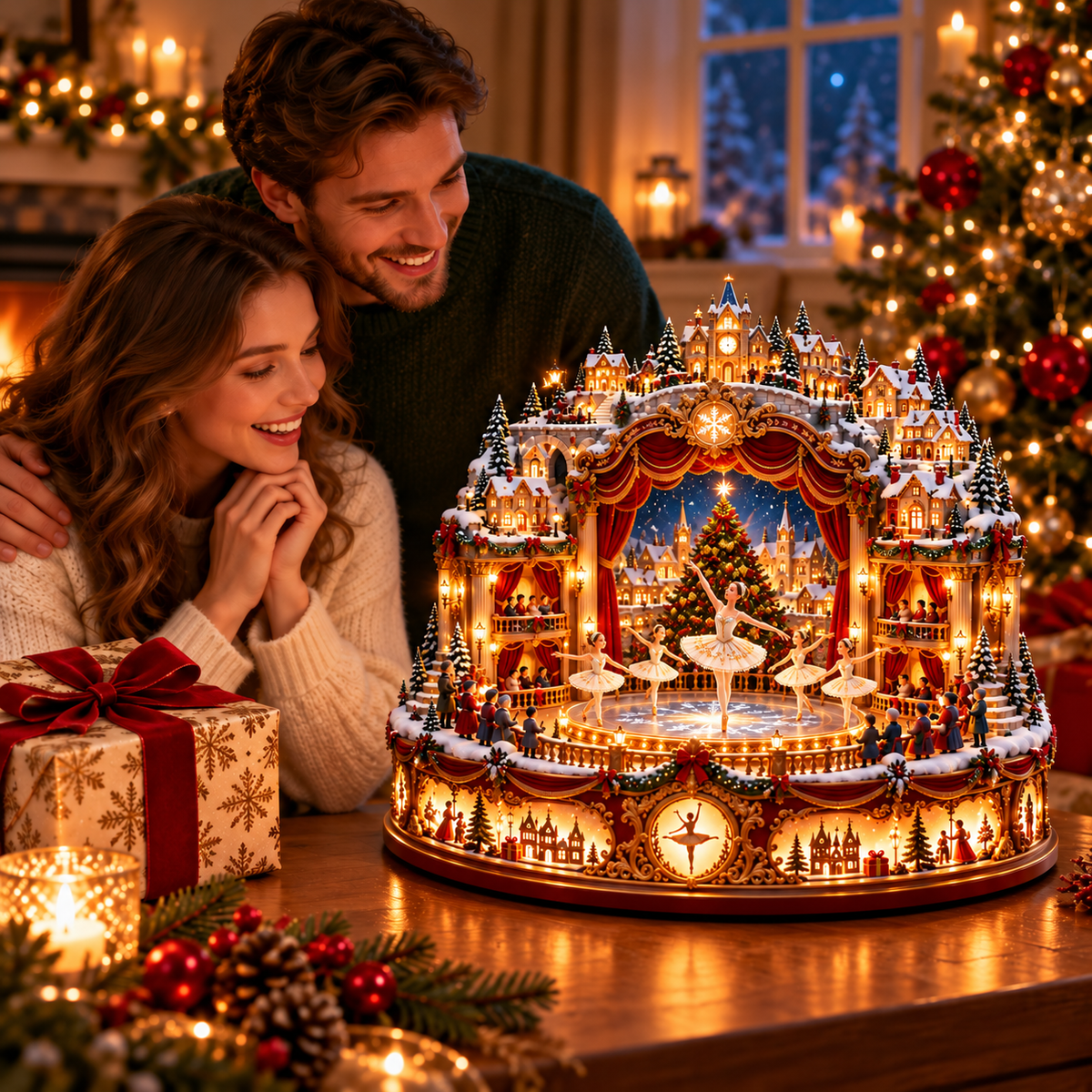 🔥LAST DAY 49% OFF🧑‍🩰 Christmas Eve Ballet Theater™ – Magical Lighted Winter Village Centerpiece