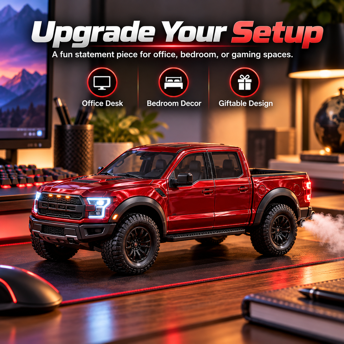 🚘 Pickup Truck Mist Diffuser – Dual Exhaust & Remote Control