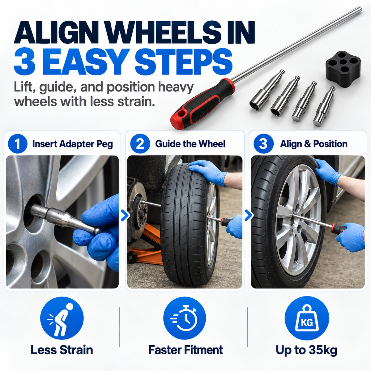 🚗 50% OFF Wheel Alignment Tool – Heavy Duty Tire Mounting & Hub Positioning Assistant