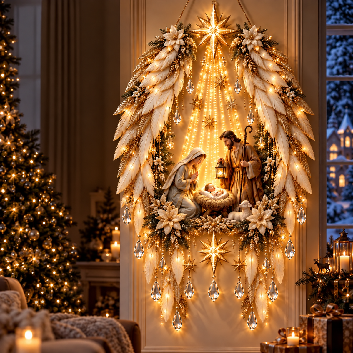 🔥Last Day 49% Off✝️Jesus, Angel & Nativity Lighted Wall Light Décor
