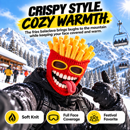 🍔 Funny Food Knit Balaclava – Warm Full-Face Ski Mask for Winter Adventures