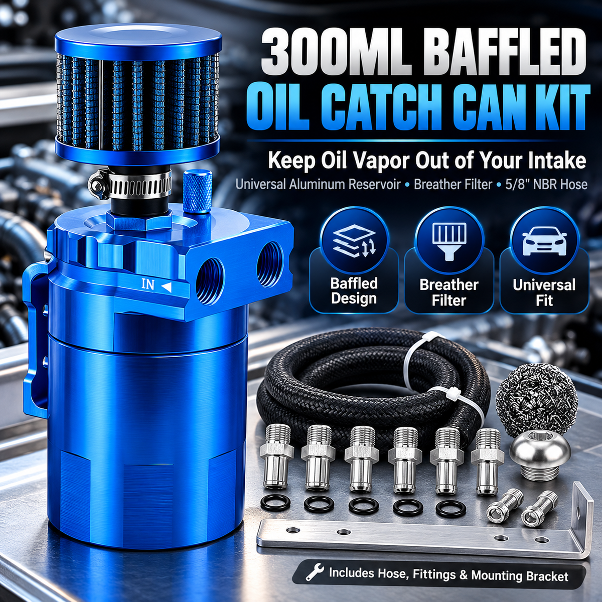 🔥 Limited-Time Sale – 300ML Baffled Oil Catch Can Kit – Help Protect Your Engine Intake from Oil Vapor