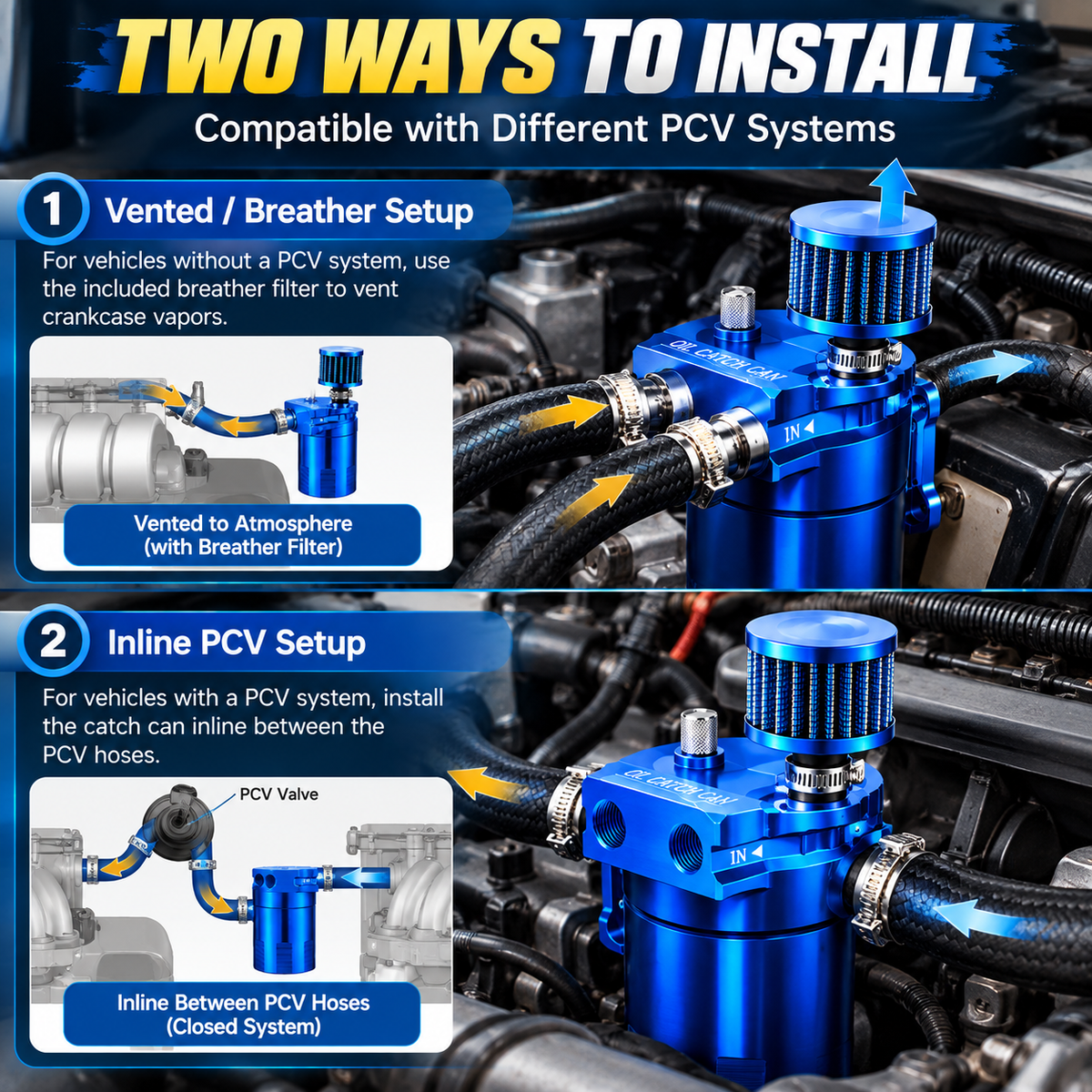 🔥 Limited-Time Sale – 300ML Baffled Oil Catch Can Kit – Help Protect Your Engine Intake from Oil Vapor