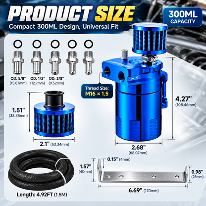🔥 Limited-Time Sale – 300ML Baffled Oil Catch Can Kit – Help Protect Your Engine Intake from Oil Vapor