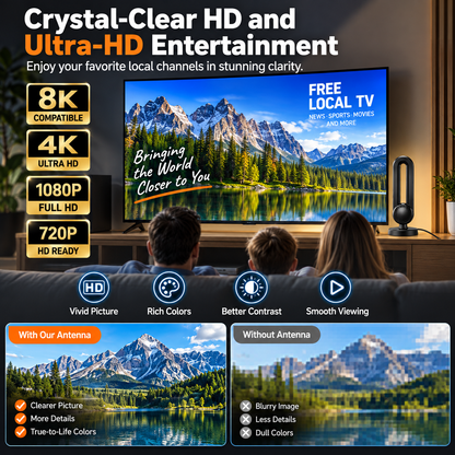 📺 360° Indoor HDTV Antenna with USB Amplifier – 10FT Cable for Local Digital TV