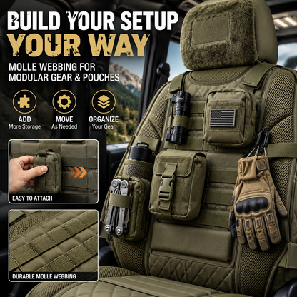 🚙Rugged MOLLE Truck Seat Cover – Tactical Storage, Seat Protection & All‑Day Comfort