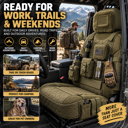 🚙Rugged MOLLE Truck Seat Cover – Tactical Storage, Seat Protection & All‑Day Comfort