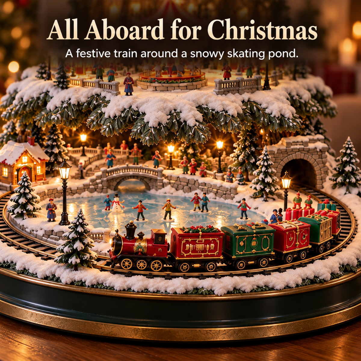 ⏳ Last day to save 49% –🎄🎅OFF Lighted Christmas Village Tree with Train & Carousel