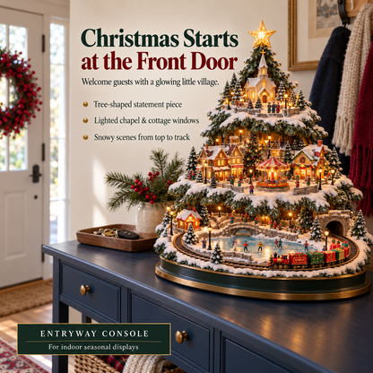 ✨LAST DAY 49% ✨OFF Lighted Christmas Village Tree with Train & Carousel