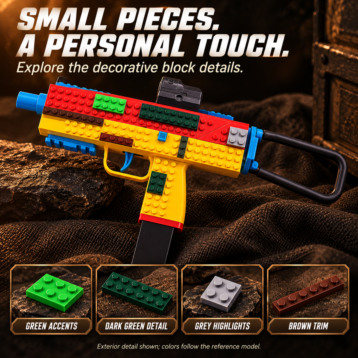 Building Block Shooting Toy Gun with Cartridge Ejection,