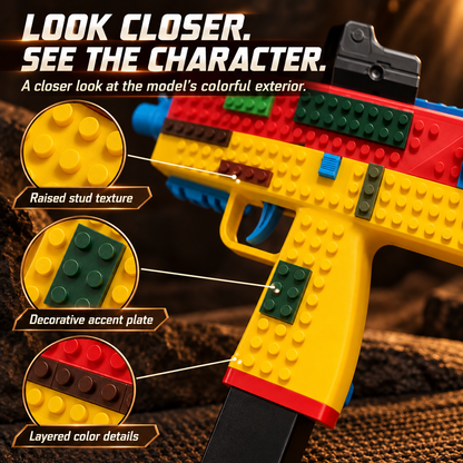 Building Block Shooting Toy Gun with Cartridge Ejection,