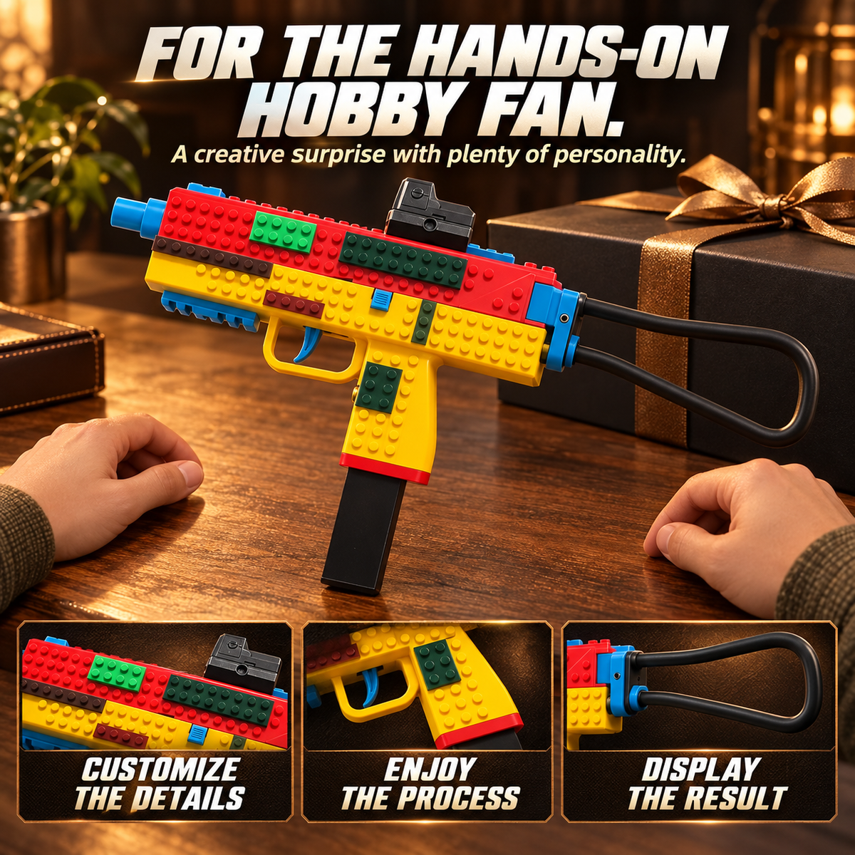 Building Block Shooting Toy Gun with Cartridge Ejection,