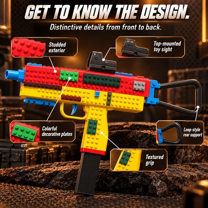 Building Block Shooting Toy Gun with Cartridge Ejection,