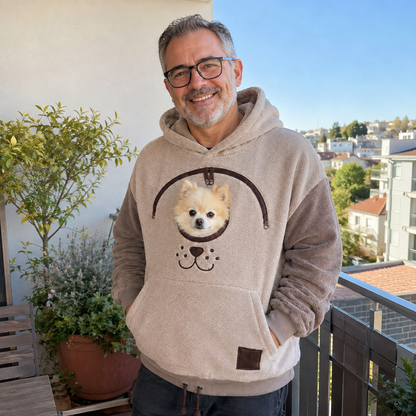🐾 Cozy Fleece Pet Bonding Pouch Hoodie – Warm & Supportive Small Pet Carrier Clothing