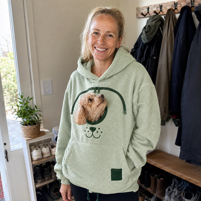 🐾 Cozy Fleece Pet Bonding Pouch Hoodie – Warm & Supportive Small Pet Carrier Clothing