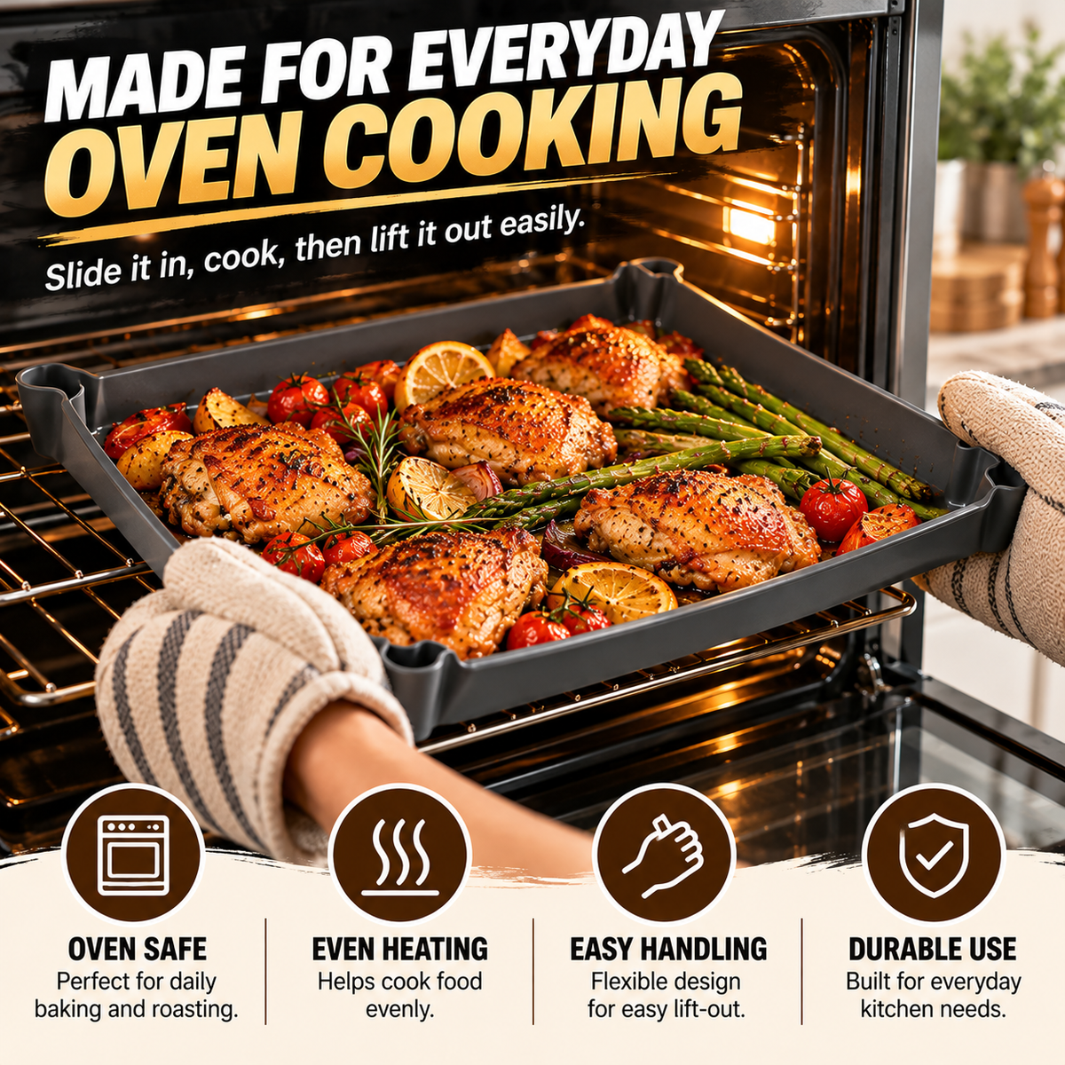 🔥Last Day 50%🔥Flexible Non-Stick Baking Tray – Easy Food Release, Less Mess & Effortless Cleanup 🍗