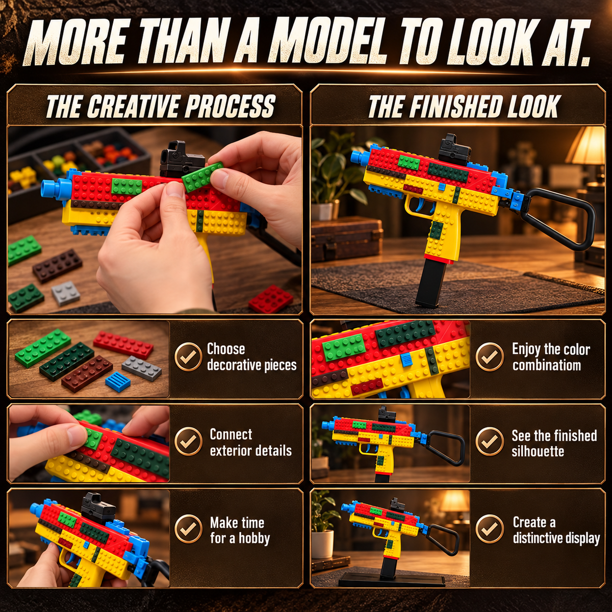 Building Block Shooting Toy Gun with Cartridge Ejection,