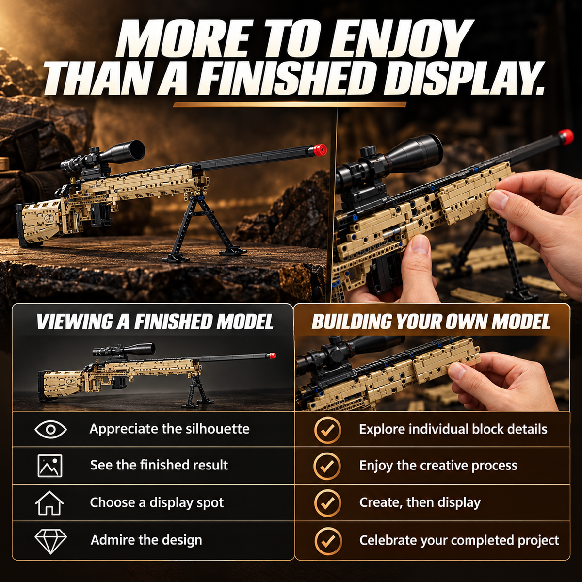 🧩 M24-Style DIY Building Block Model Kit – Collector Display