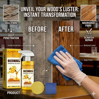 🧼✨Beeswax Wood Polish Spray 120ml | Natural Shine & Protection for Furniture, Floors, Cabinets – Non-Greasy, Anti-Dust Finish