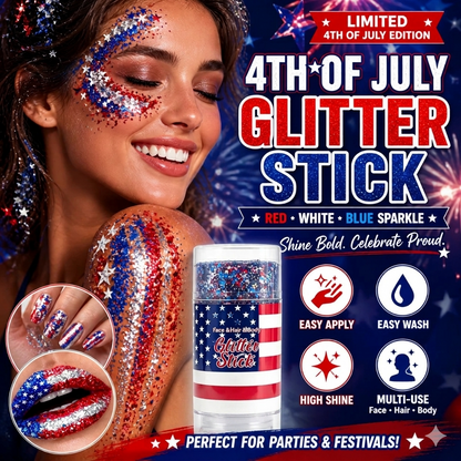 🦅4th of July Glitter Stick✨🔔Red, White & Blue Body & Hair Sparkle