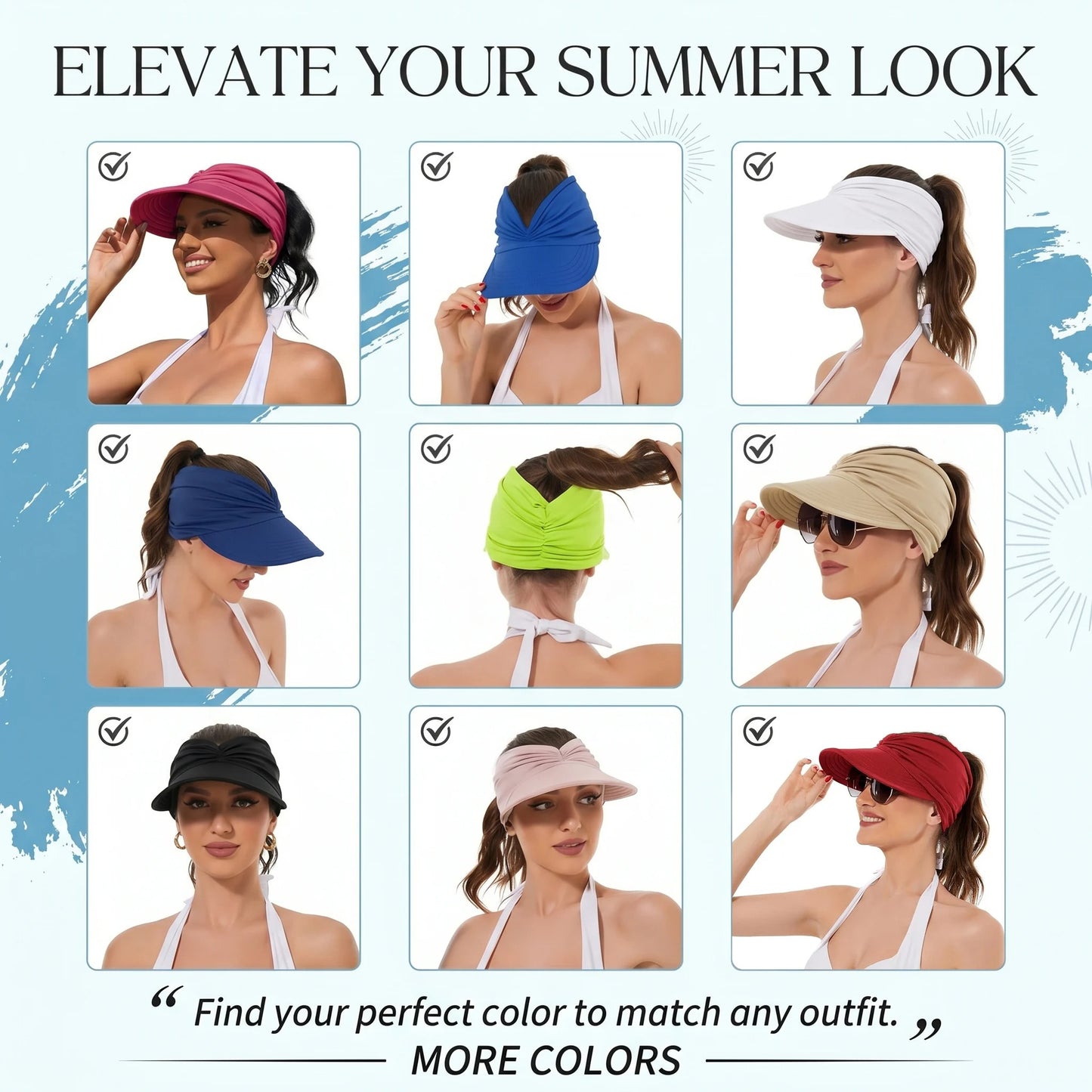 UPF 50+ Ponytail Sun Visor Hat | Foldable Wide Brim UV Protection Hat