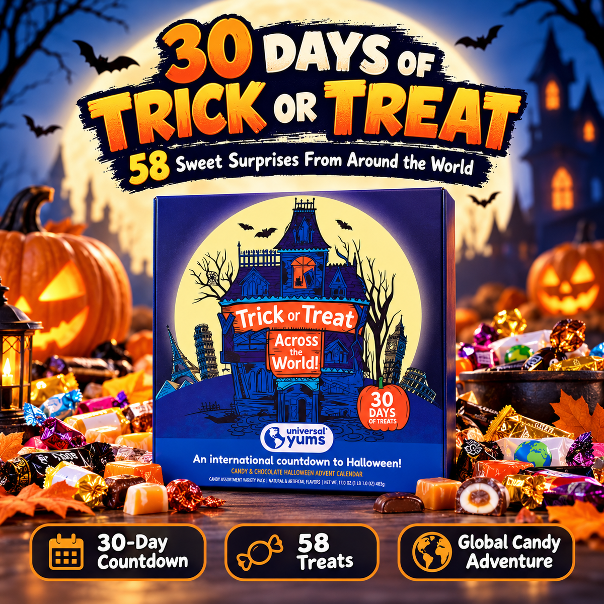 🍬 30 Days of Halloween Treats – 58 International Candy Surprises Advent Calendar