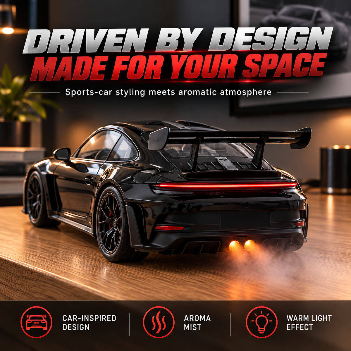 🌫️ Futuristic Car Mist Diffuser 🏁 Modern Lighting & Sleek Details
