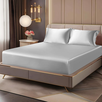 Cooling Ice Silk Fitted Sheet – Stay Cool All Night, Ultra-Soft Breathable Deep Pocket Bed Cover for Hot Sleepers