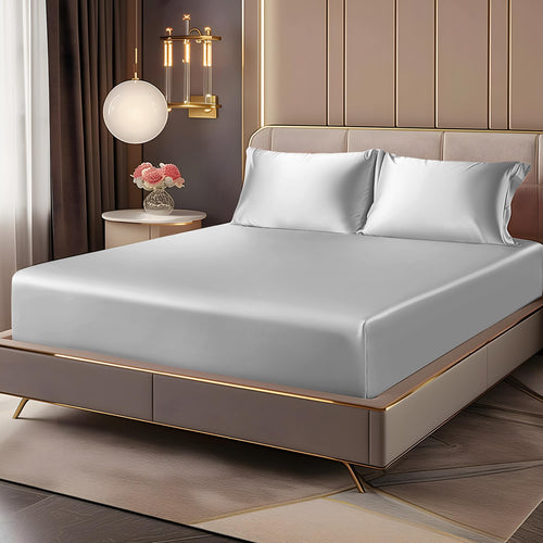 Cooling Ice Silk Fitted Sheet – Stay Cool All Night, Ultra-Soft Breathable Deep Pocket Bed Cover for Hot Sleepers