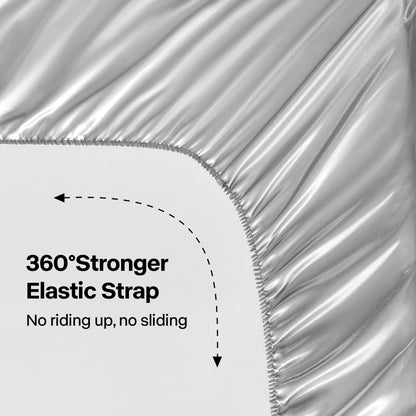 Cooling Ice Silk Fitted Sheet – Stay Cool All Night, Ultra-Soft Breathable Deep Pocket Bed Cover for Hot Sleepers