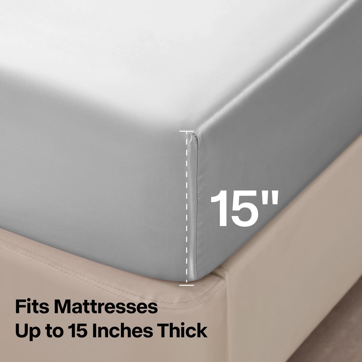 Cooling Ice Silk Fitted Sheet – Stay Cool All Night, Ultra-Soft Breathable Deep Pocket Bed Cover for Hot Sleepers