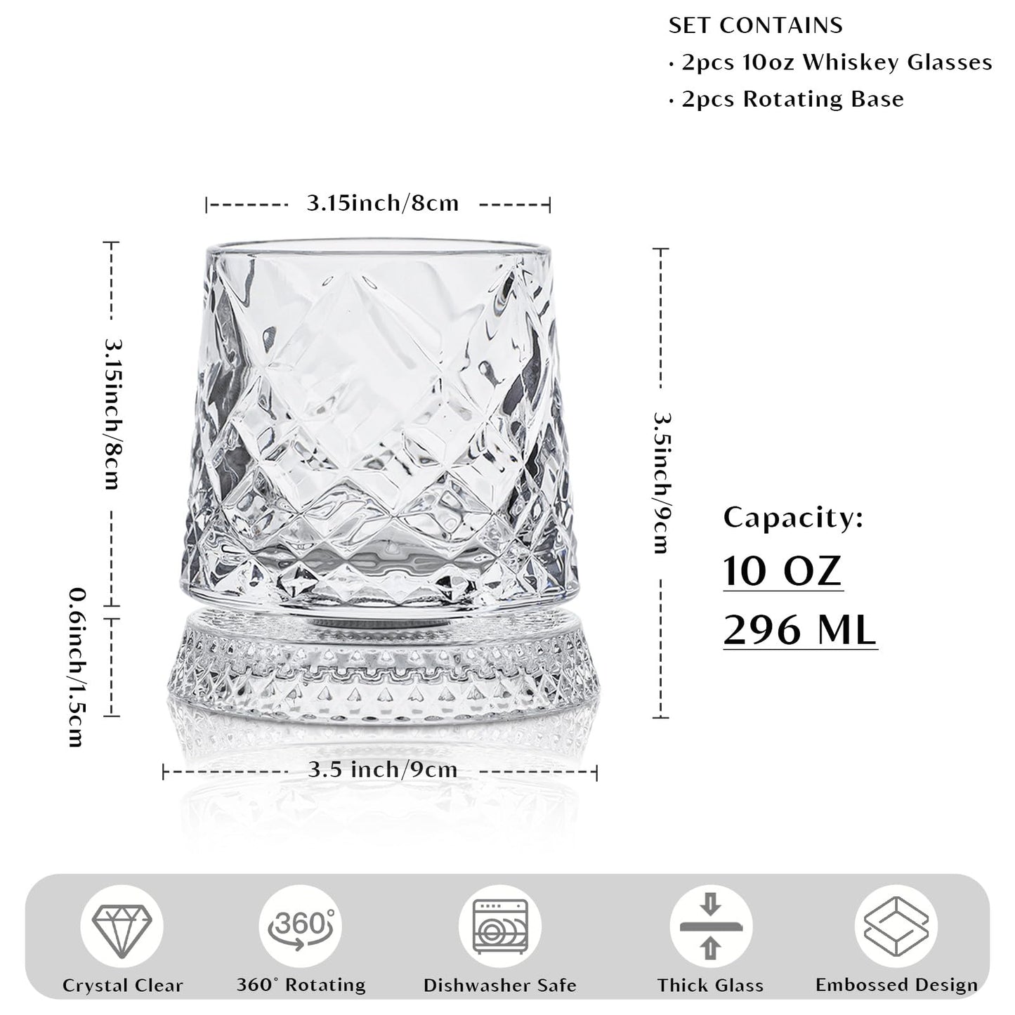 Spinning Whiskey Glass™ – Premium Rotating Bourbon & Scotch Tumbler