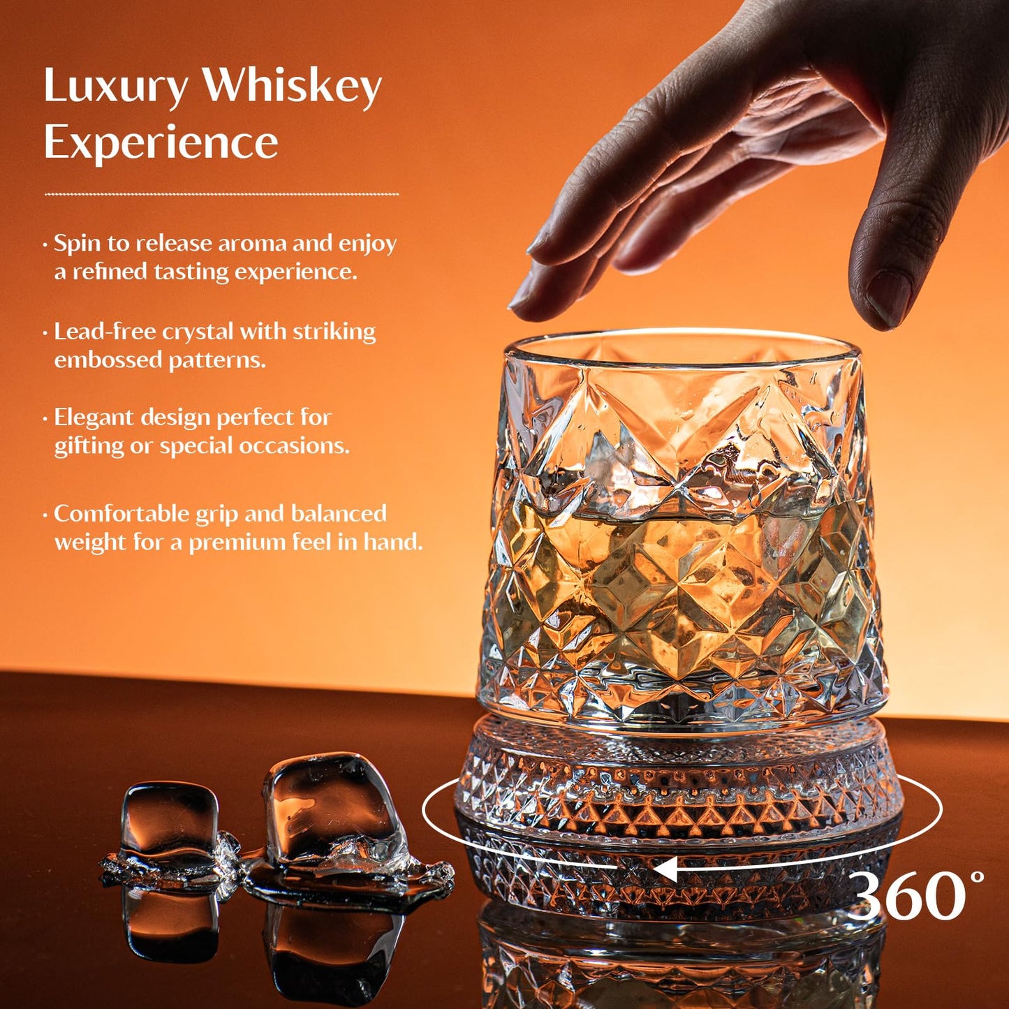 Spinning Whiskey Glass™ – Premium Rotating Bourbon & Scotch Tumbler