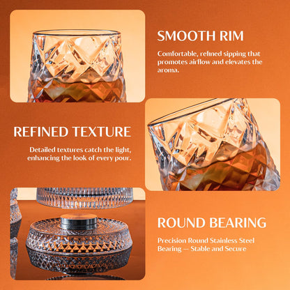 Spinning Whiskey Glass™ – Premium Rotating Bourbon & Scotch Tumbler