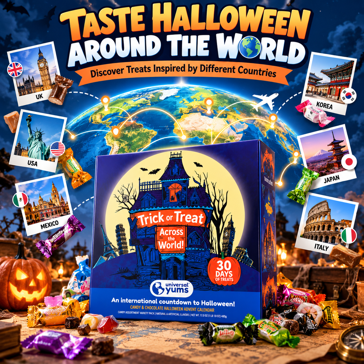 🍬 30 Days of Halloween Treats – 58 International Candy Surprises Advent Calendar