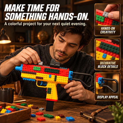 Building Block Shooting Toy Gun with Cartridge Ejection,